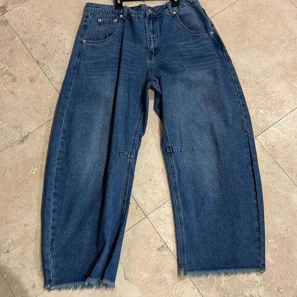 BWT Barrel Jean Wide Leg Denim - Picture 11 of 12